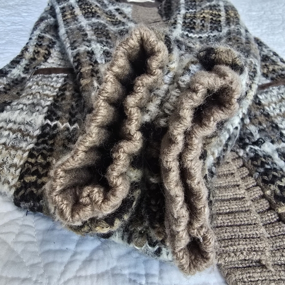 Free People Plaid Buckle Brown Cardigan Sweater Jacket Shabby Chic - Picture 5 of 16